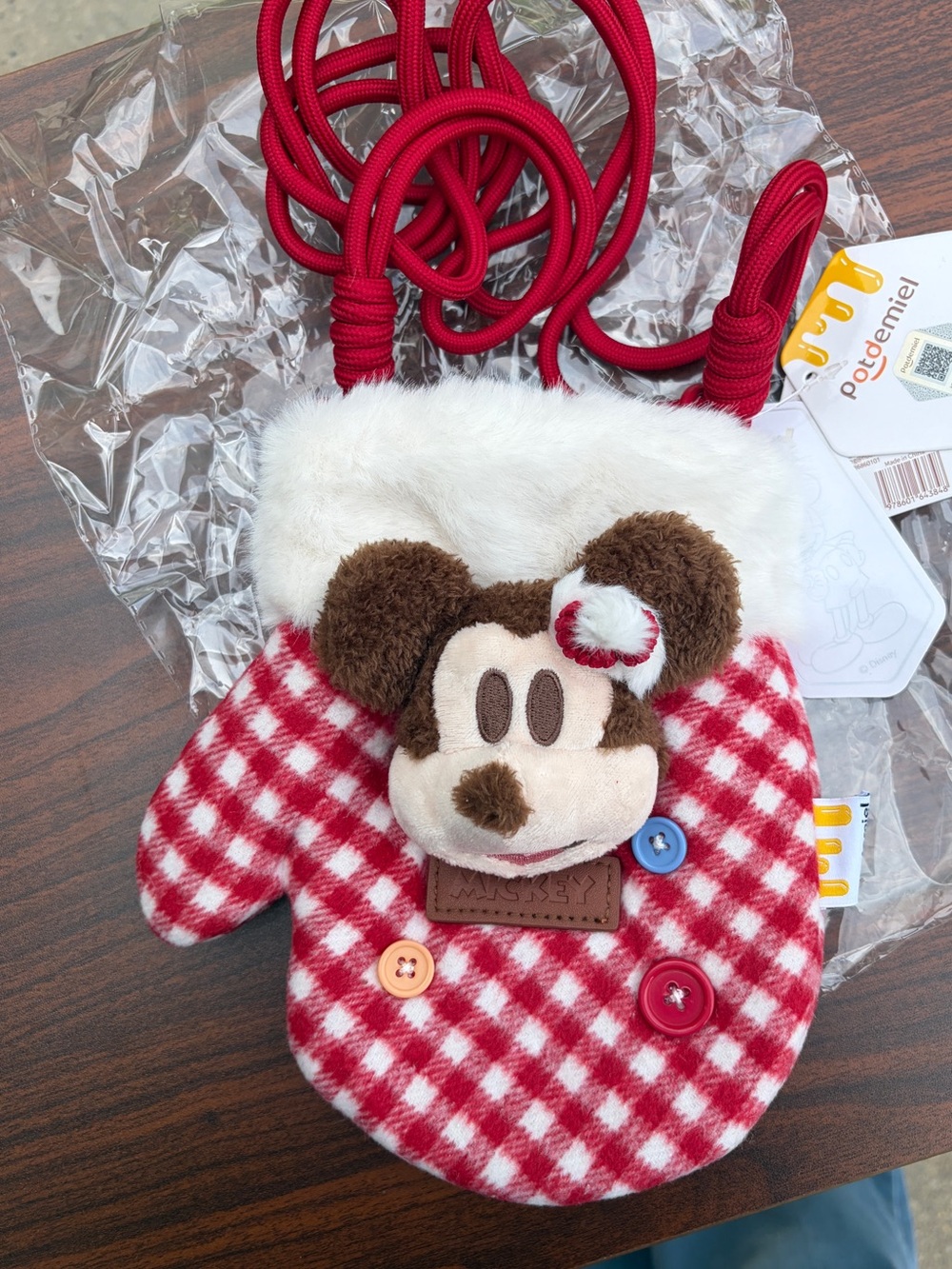 Disney Mickey Mouse Potdemiel Plush Mitten Crossbody Bag NWT